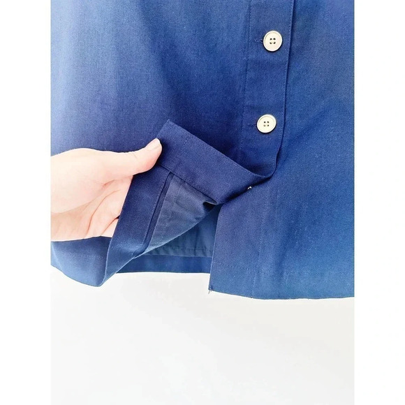 J. Crew Factory Navy Blue Linen Blend Button Front Skirt Size 10 - Picture 5 of 6